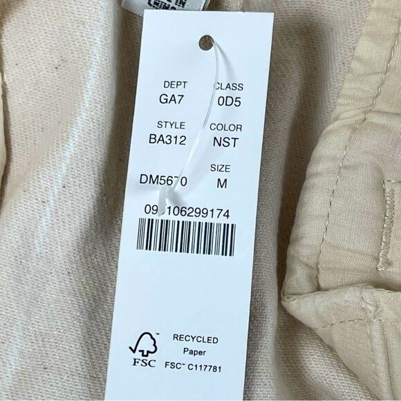 J. Crew Tie Waist Cream Denim Stripe High Rise Camp Pant women’s Size Medium - Picture 6 of 12